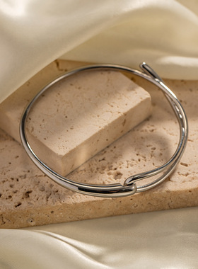 欧美时尚INS风网红设计款简约钢色不锈钢手镯手饰电镀女式手饰品