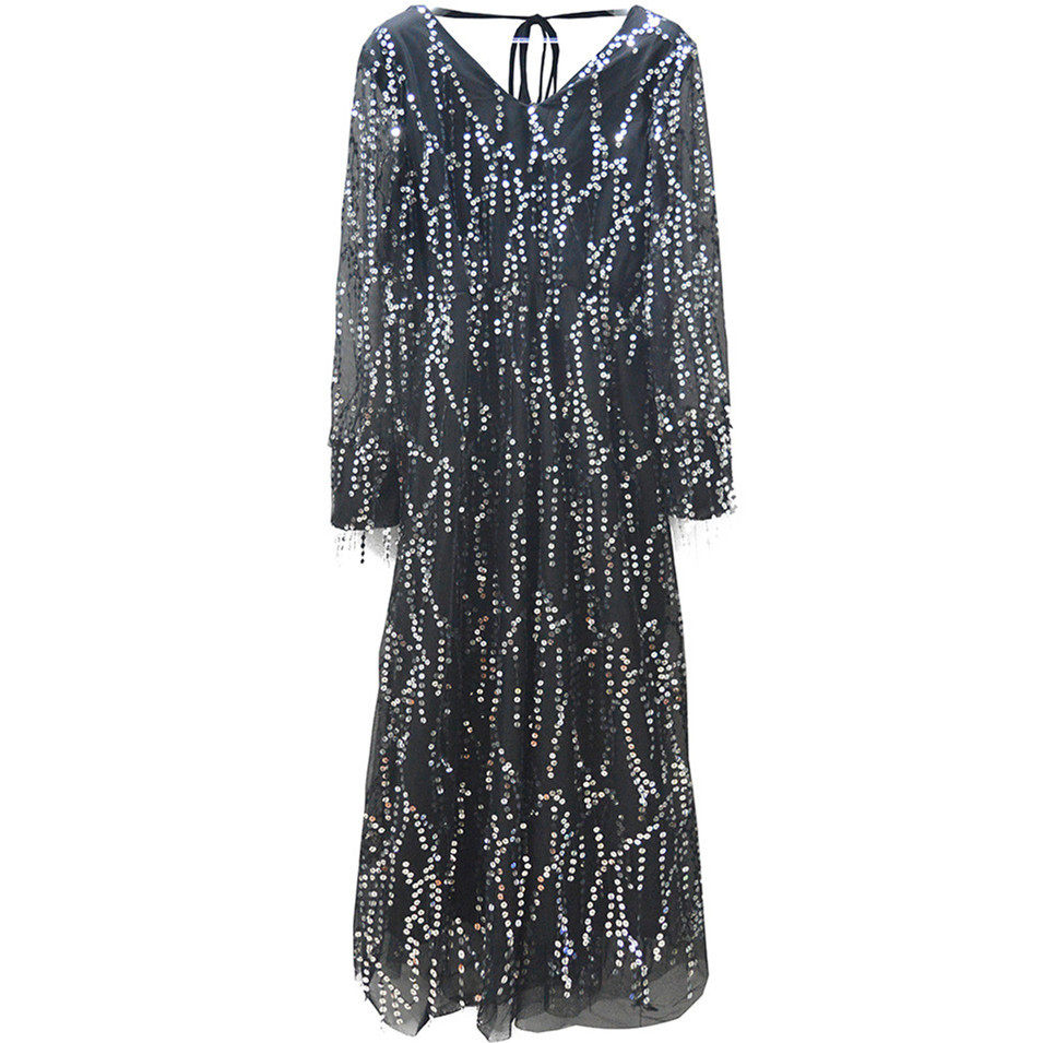Sequin Fringe V Neck Dress Sexy Elegant Party Wear Wholesale Womens Fashion Gown Ready to Ship