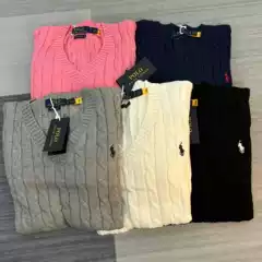 25 In-Stock Autumn and Winter New V-Neck Cable Knit Embroidered Wool Sweater for Women Casual Cable Knit Sweater Spring and Autumn S