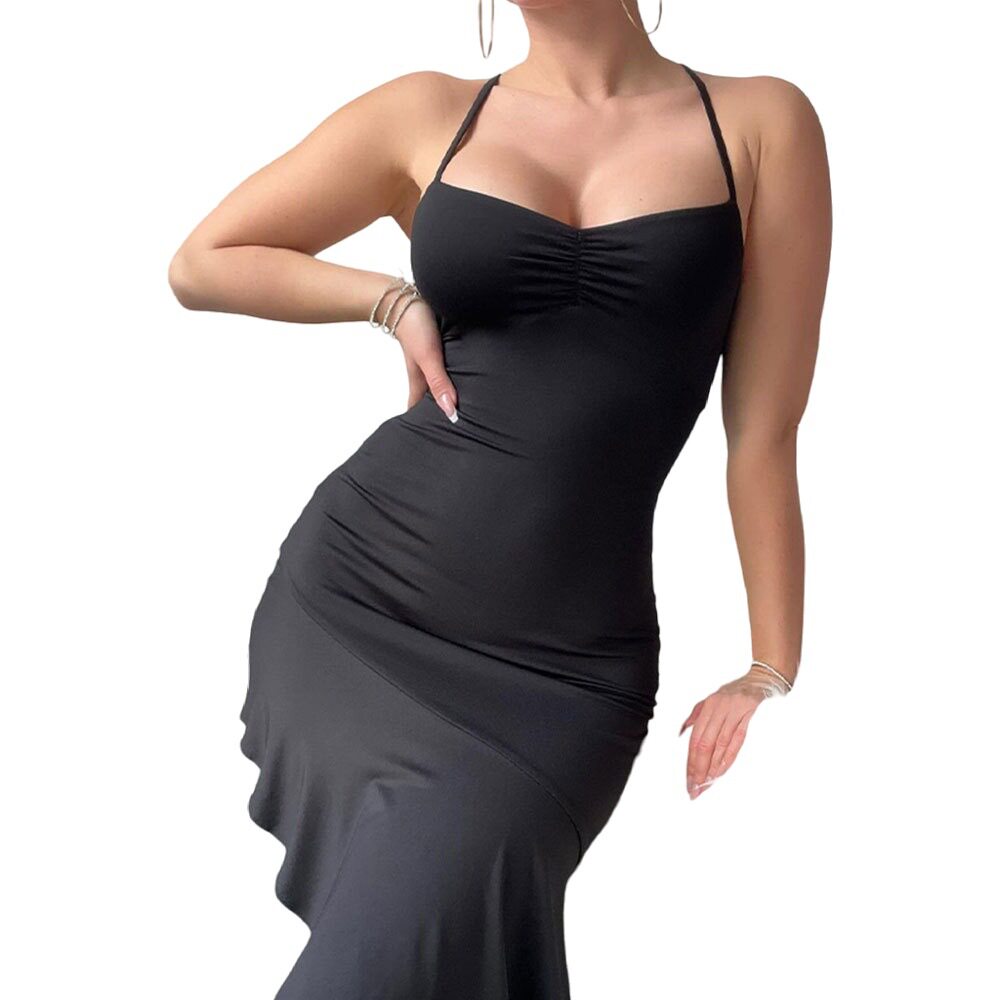 Summer Black Dress Elegant Sleeveless Design Chic Style High Quality Fabric Perfect for Parties and Special Occasions