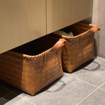 American Style Retro High-grade Imitation Rattan Storage Basket Snack Toy Dirty Clothes Basket Sundries Storage Frame Basket picnic basket