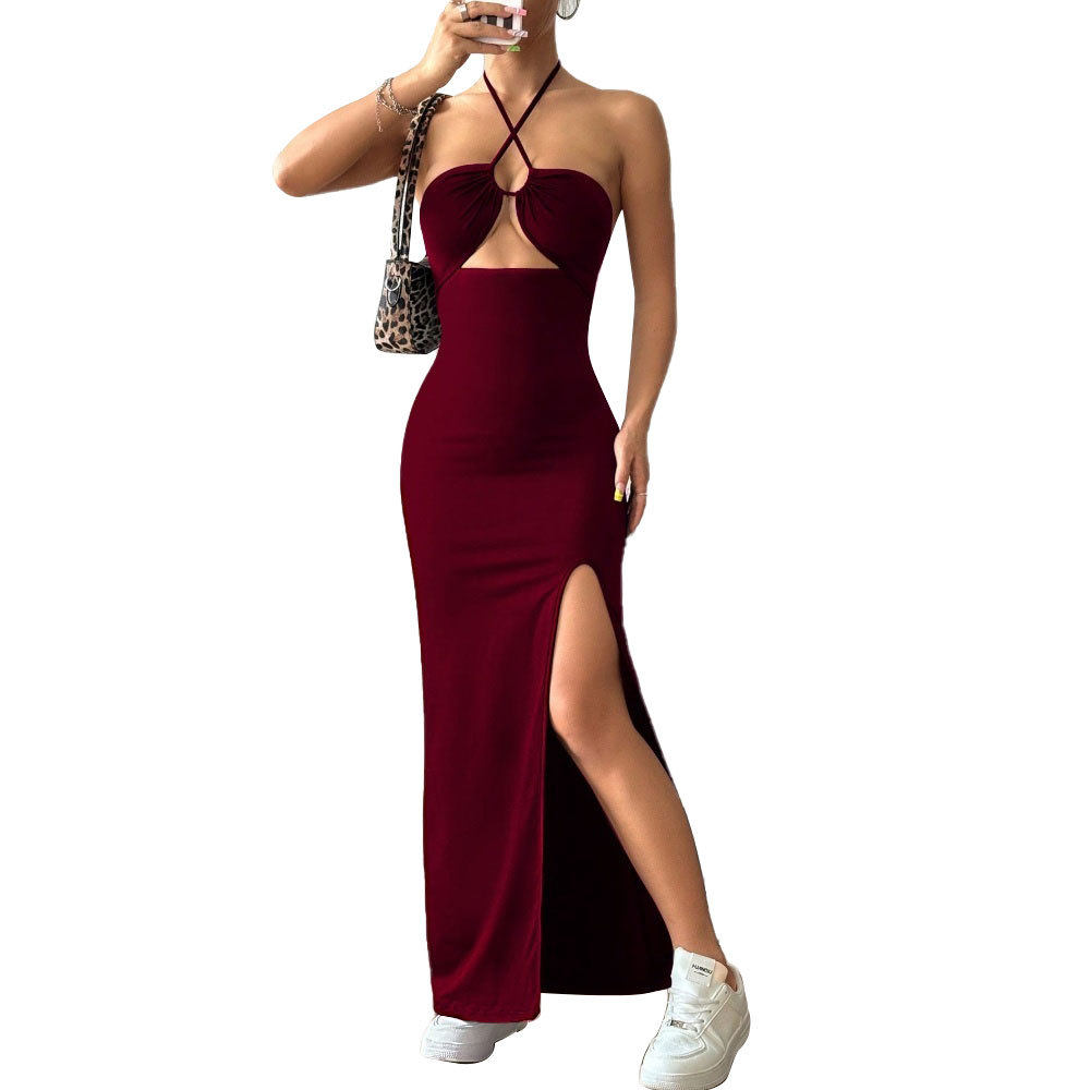 Halter Neck Maxi Dress Slim Fit Elegant Style Spring Summer Collection Perfect for Parties and Events Wholesale