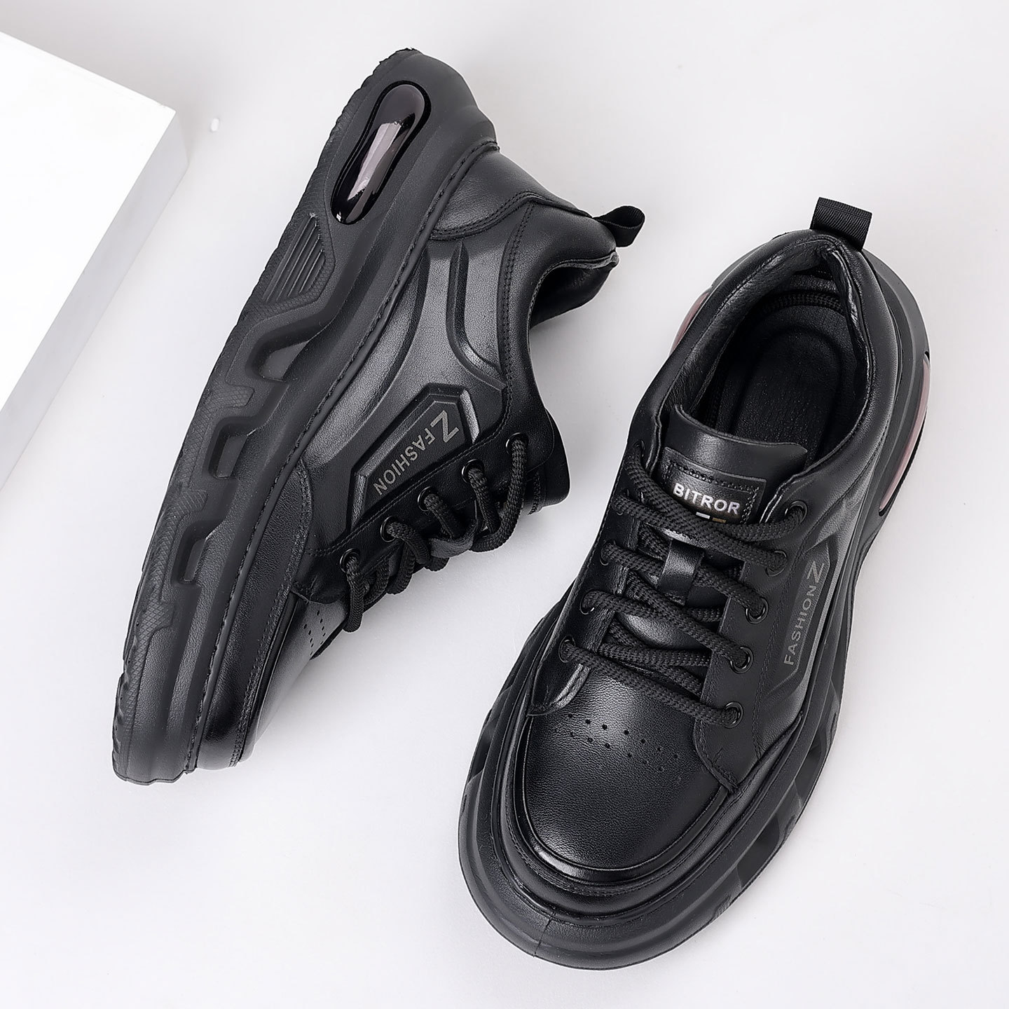 Giày Thể Thao Nam Chất Liệu Da Bò Thoáng Khí Đế Cao Hàng Mùa Xuân Thu Đông