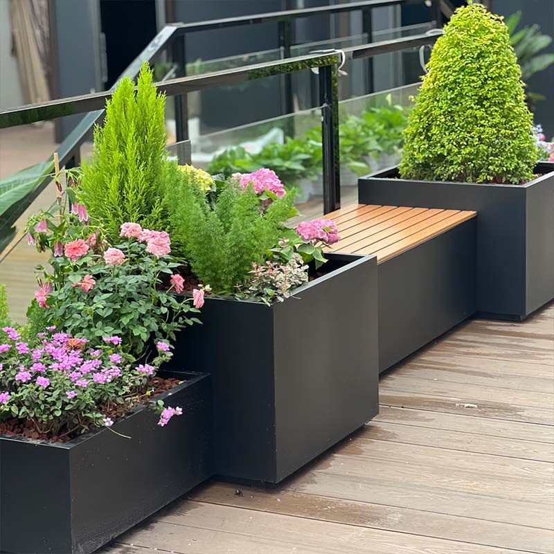 Urban Road Landscape Isolation Flower Bed Flower Pot Iron Art Stainless Steel Landscape Tree Bed Movable Modular Outdoor Flower Box