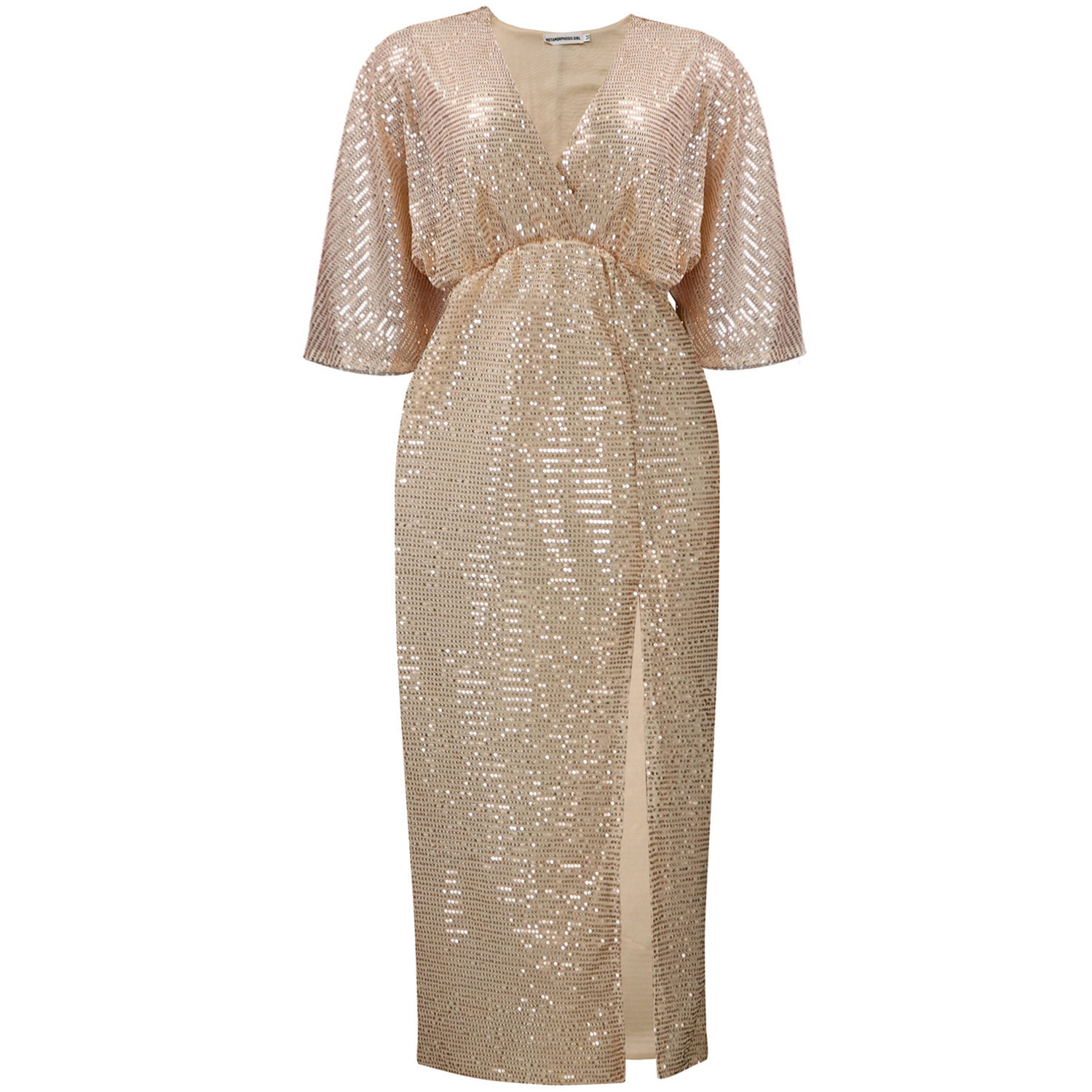 Plus Size Womens Long Dress Loose Fit V Neck Fashionable Sequins Side Slit Autumn Collection Wholesale Available