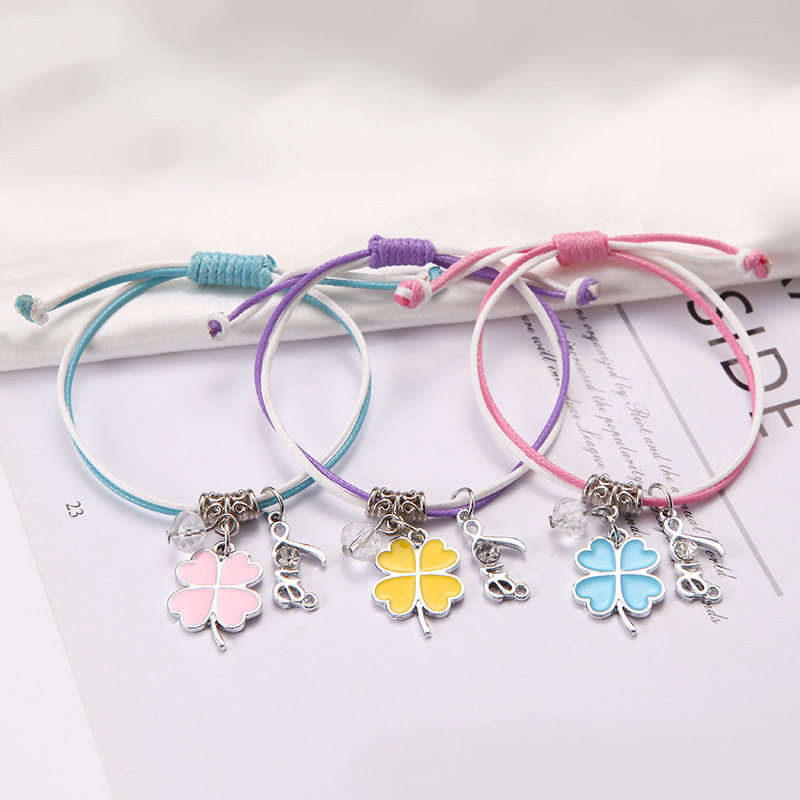 Student Best Friend Three-Person Braided Bracelet Korean Style Simple and Cute Friendship Three-Piece Set Pure Handmade Colorful Rope Wholesale