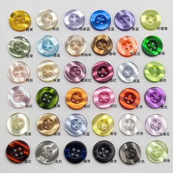 Spot Color Four-eye Pearlescent Wide Side Corrugated Button Resin Button Small Buckle All-match Shirt Sweater Buckle