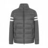 Padded Corduroy down Jacket with Knitted Sleeves for Men and Women, Stand Collar, Zipper, Striped Wool Splicing Jacket