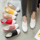 2023 new low canvas shoes students flat casual women's shoes a slip-on lazy shoes White shoes a generation of hair