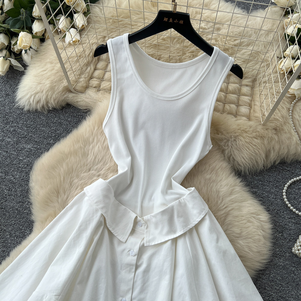 Sleeveless A Line Irregular Dress Summer Slim Fit Versatile Casual Style Wholesale Available