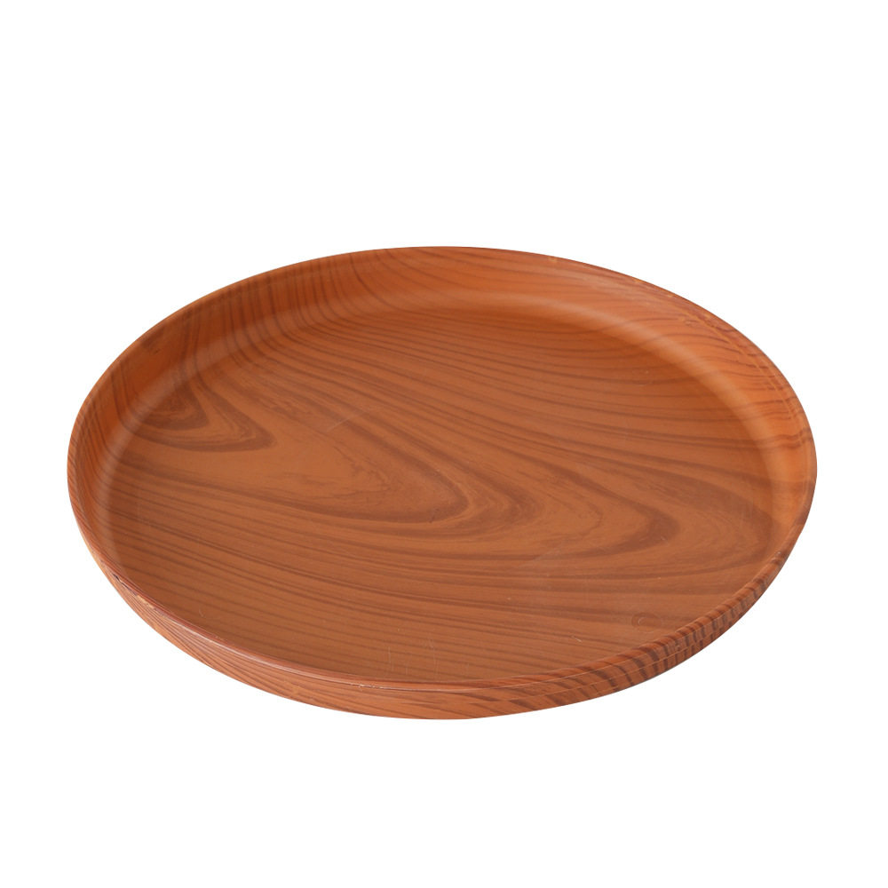 Japanese-style Tea Set Imitation Wood Grain Tea Tray Tray Household Water Cup Tray Round Hotel Restaurant Hotel Tray Barbecue Tray