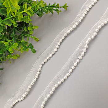 Ready Supply of Snow Gauze with Pearl Lace, Single-Sided Pearl Mother-In-Law Belt, New National Style Lace Piping with Bead Belt