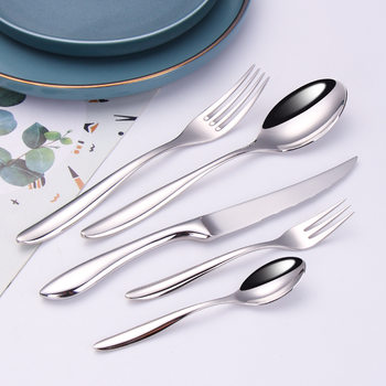 Spot wholesale thick 304 stainless steel knife and fork spoon Western tableware set Chinese steak knife mirror full set