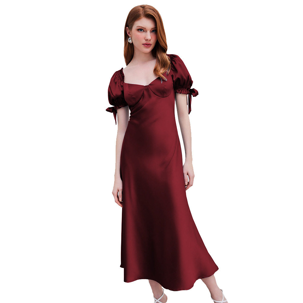 Red Satin Mermaid Dress Waist Cinching Elegant Design Perfect for Parties and Gatherings Wholesale Available