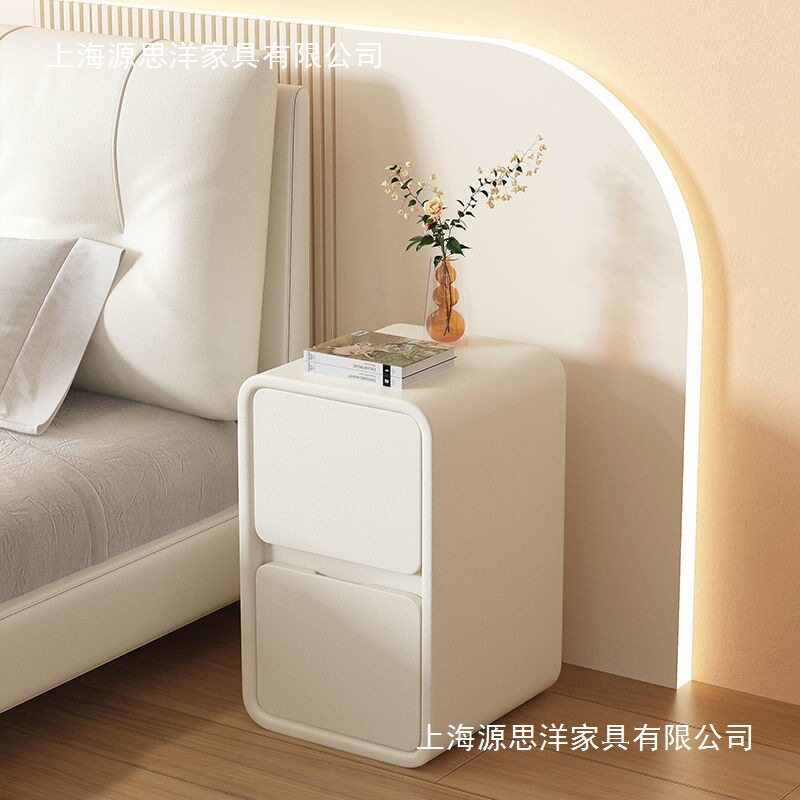 Solid Wood Bedside Table 2025 New Model Simple Modern Small Light Luxury High-End Cream Style Bedroom Home Bedside Cabinet