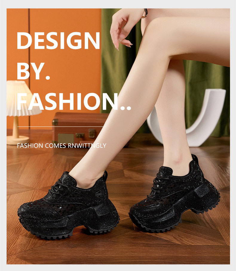Sandal cao gót nữ hở mũi đính đá rhinestone, gót siêu cao 8 cm, quai trước dây buộc — Xám bạc, Trắng, Đen chi tiết 13