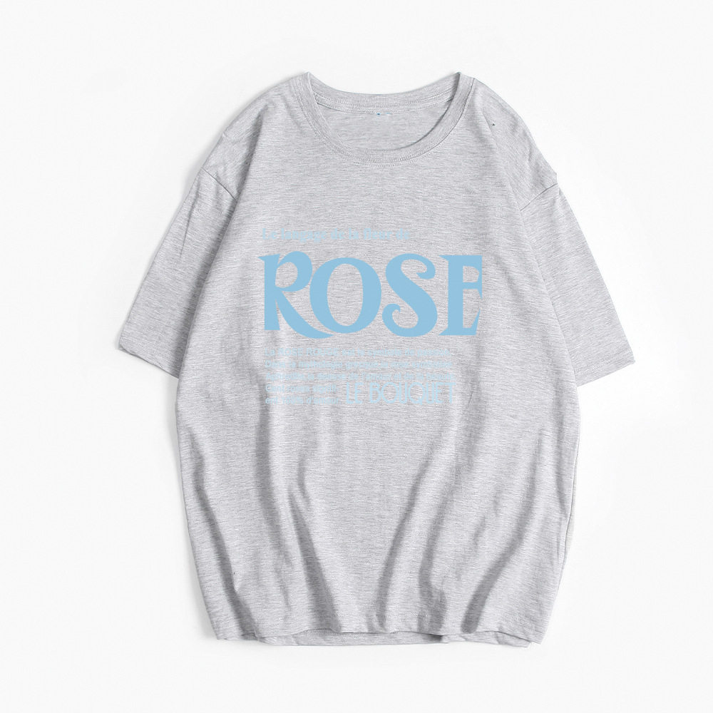 Womens Summer Loose Fit Cotton T Shirt Simple Letter Print Round Neck Short Sleeve Versatile Casual Wear Wholesale