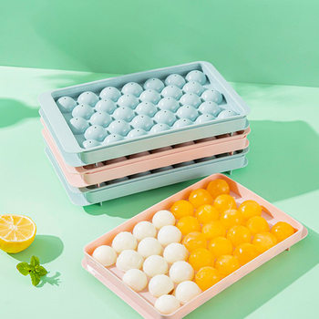 Round ball ice tray with lid household plastic ice cube mold refrigerator ice hockey mold ice box round ice mold ice box