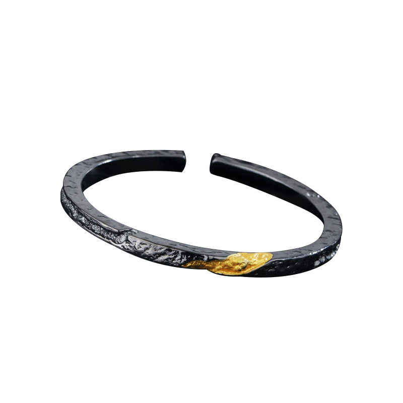 Xinqi jewelry black flowing fire Bracelet Men's trendy cold wind dark style gold texture men's solid bracelet