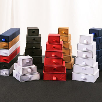 Kraft Paper Jewelry Packaging Box Drawer-Type Ring Storage Necklace Printed Logo Jewelry Box Custom Printing