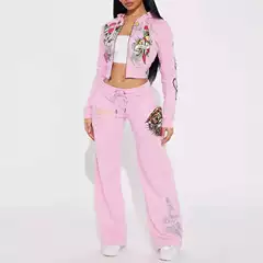 Cross-Border 2024 Amazon Autumn and Winter European and American Fashion Elegant Positioning Printed Women's Sweatshirt Set