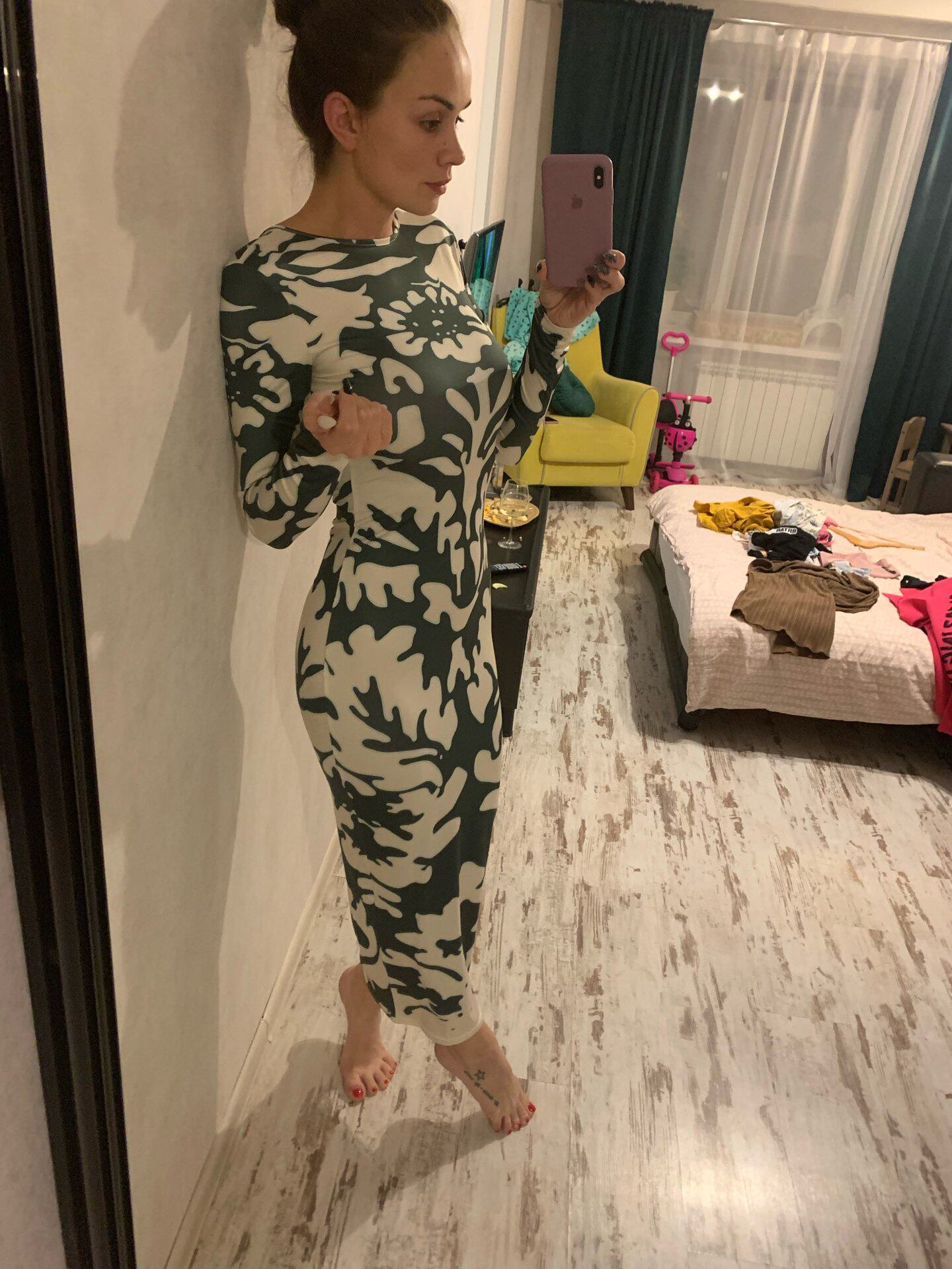 Floral Print Long Sleeve Dress Sexy Backless Design Spring and Autumn Fashion Ready to Ship low MOQ