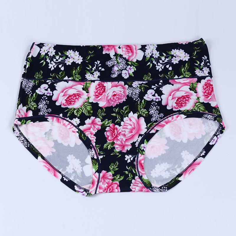 俄罗斯女士高腰内裤性感牛奶丝面料柔软舒适贴身玫瑰花三角裤