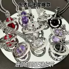 Large 20mm Ufo Saturn Planet Orb Necklace High-End Personality Hip-Hop Replica Glass Bead Necklace
