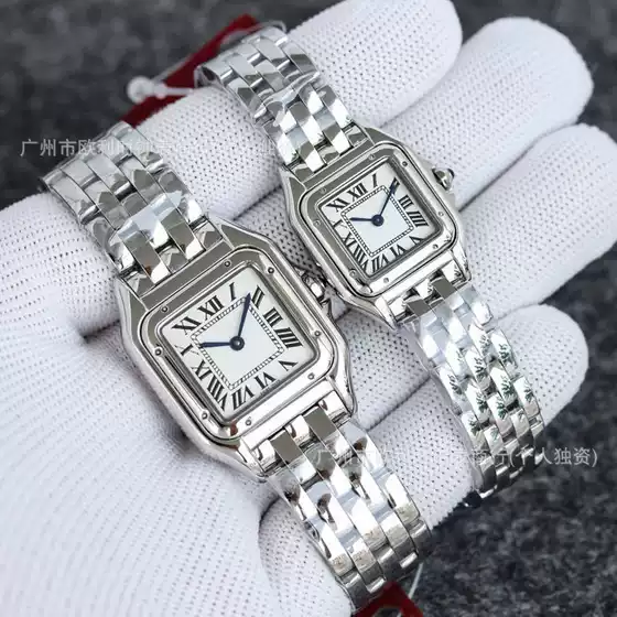 Foreign Trade Cross-Border Women's Watch Classic Retro Square Diamond Roman Cheetah Couple Watch Santos Steel Strap Popular Watch