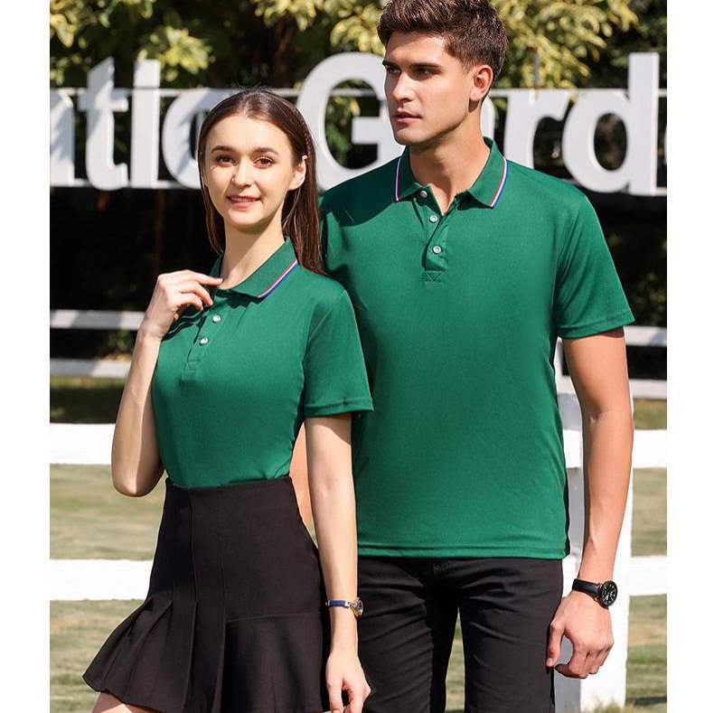 printed logo short-sleeved POLO shirt for women's group work...