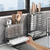 Simple Non-Punch Wall-Mounted Storage Rack Household Kitchen Chopsticks Storage Rack Wall-Mounted Countertop Dual-Use Shelf