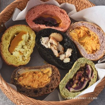 Baked Handmade Sandwich Student 120g European Bag Whole Wheat Cheese Bread with Filling Meat Floss Breakfast Taro Puree Chocolate Flavor