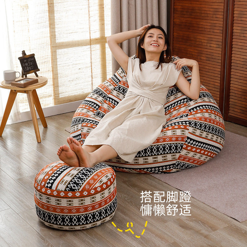 Bohemian Style Lazy Floor Cushion, Ethnic Jacquard Fabric Floor Cushion, Round Floor Cushion for Home Use