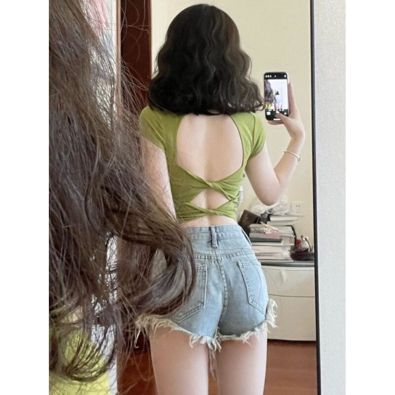 High Waisted Ripped Denim Shorts for Women Vintage Style Slim Fit Casual Summer Wear Wholesale Available