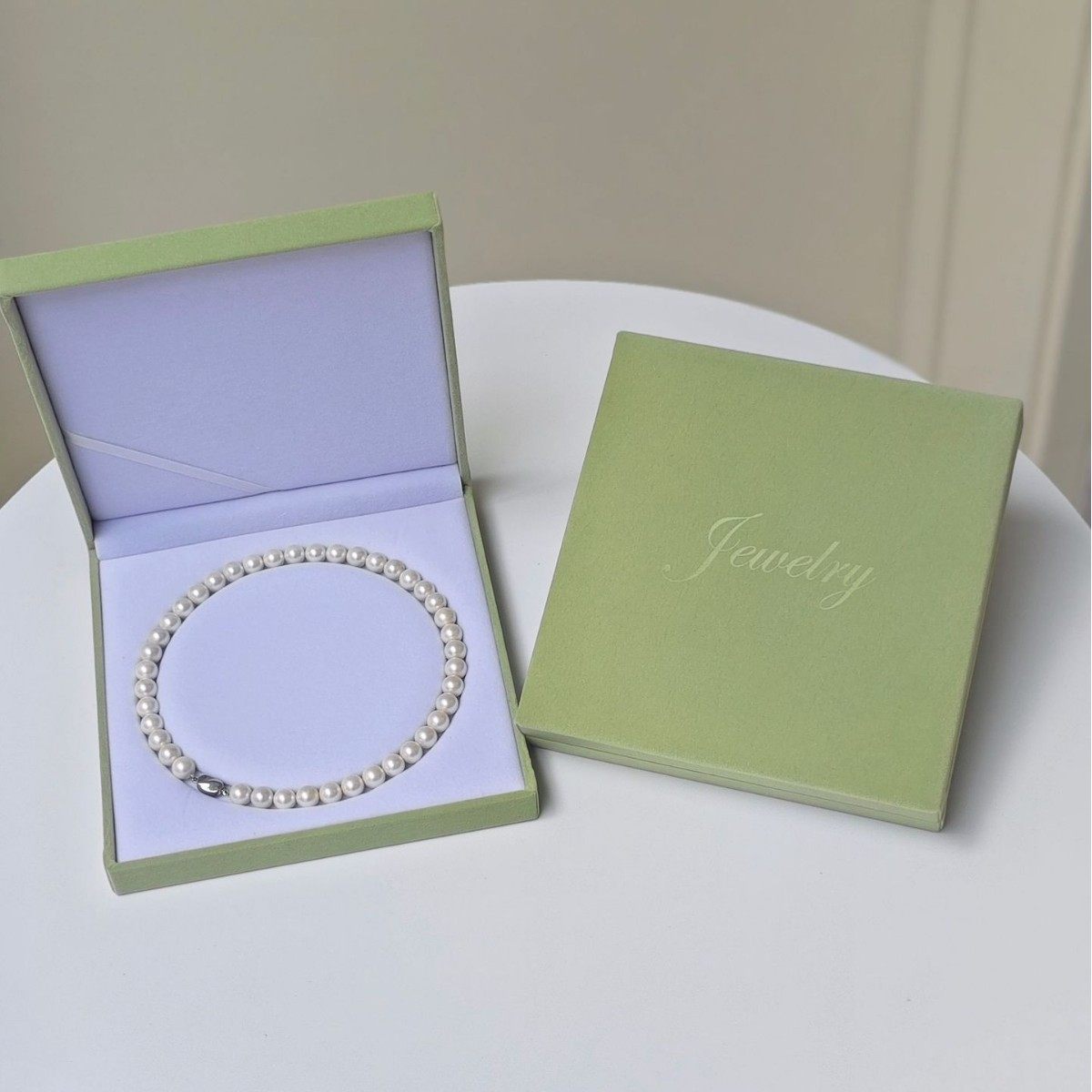 Jewelry flannel jewelry box gray pearl necklace ring set box storage box pendant jewelry packaging box wholesale