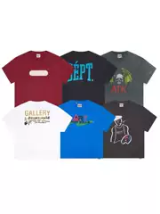 GALLERY DEPT Foreign Trade Trendy Brand Cross-border New Short-sleeved T-shirt Men's Letter Printing Loose Casual Pure Cotton