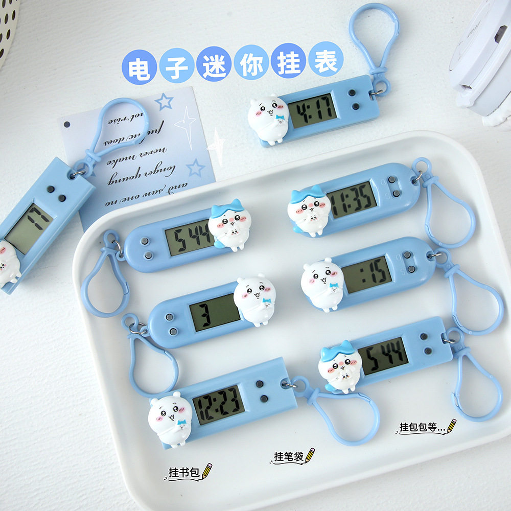 Cartoon Cute Electronic Watch Xiaoji Xiaoba Mini Portable Small Hanging Watch Student High-Definition Digital Display Time Date Stopwatch