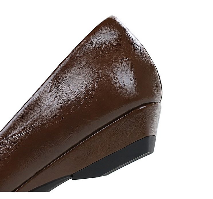 Giày Búp Bê Nữ Mũi Nhọn Da Bóng Chiều Cao Đế Khoảng 3cm Màu Đen, Nâu, Đỏ, Trắng chi tiết 37