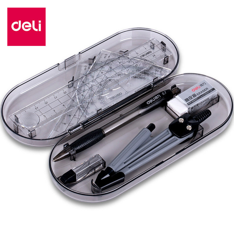 Deli 9591 stationery student drawing suit drawing geometry compasses ruler suit student stationery set ruler