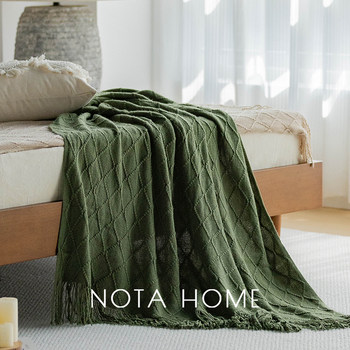 Sofa Blanket, Solid Color Knitted Blanket, Living Room Sofa Air Conditioning Blanket, Leg Blanket, Spring and Summer Single-Person Small Blanket, Light Luxury Style