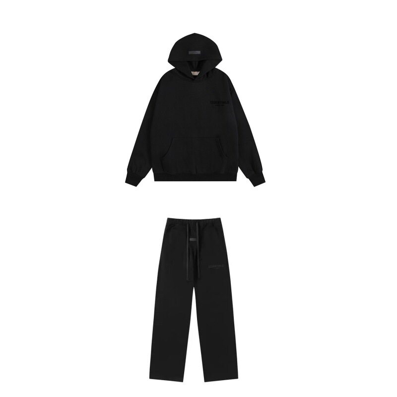 新款FEAR OF GOD ESSENTIALS植绒字母男女休闲宽松加绒连帽卫衣潮