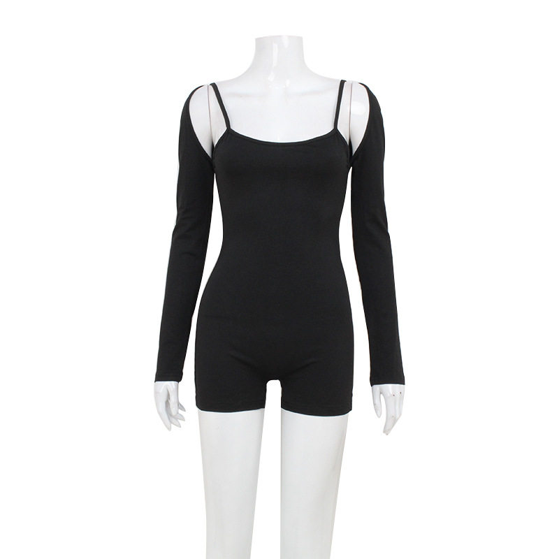 Summer Fashion Solid Color Slim Fit Sports Casual Sleeveless Jumpsuit with Shorts Comfortable Fabric Ideal for Outdoor