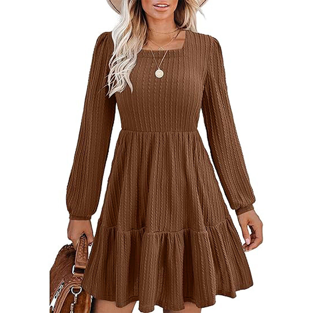 Elegant Womens Midi Dress Stylish Versatile Youthful Perfect for Autumn and Winter Office Wear Wholesale Available