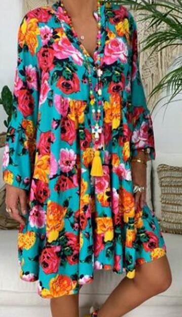 Loose Fit Floral Print V Neck Maxi Dress for Women Summer Casual Wear Available in Multiple Colors and Sizes Wholesale