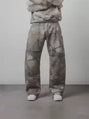 2025 Leaves Camouflage 3D Printed Micro Lara Casual Pants Men's Loose Sports Outdoor Wide Leg Trousers American Style Street Fashion