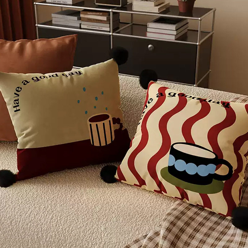American Retro Home Pillow Removable Pillow Cover High-End Living Room Sofa Back Cushion Bedroom Bedside Cushion