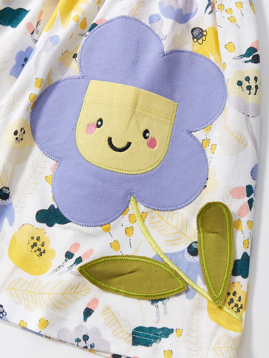 Girls' Watermark Cotton Dress, Cute Floral Princess Dress