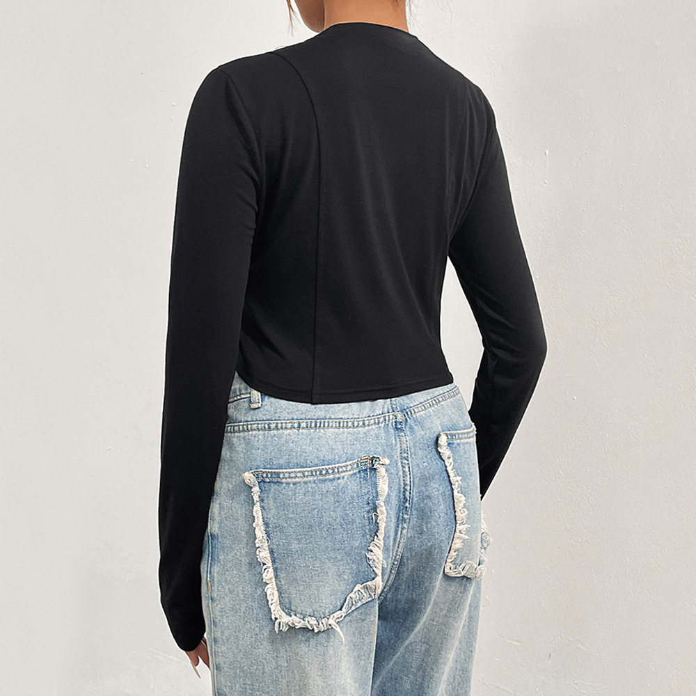 Slim Fit Solid Color Turtleneck Long Sleeve T Shirt Womens Autumn Winter Streetwear Casual Style Wholesale Available