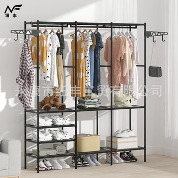 Simple wardrobe coat rack bedroom hanger large space floor clothes rack multifunctional storage rack factory