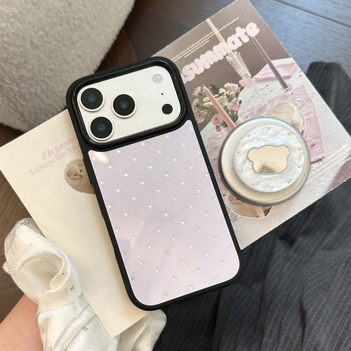 AceCase贝母小熊镜面苹果18PROMAX手机壳iphone17pro磁吸支架16鎏金15适用14简约13星星12卡通 - 图0